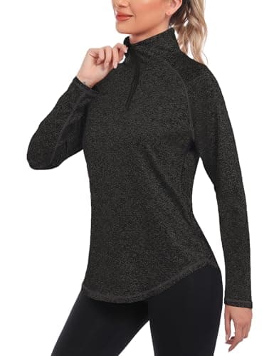 Image of iClosam Womens Long Sleeve Tops 1/4 Zip Polo Shirts UPF 50+ Running T-Shirt Quick Dry Gym Sports Workout Cycling Golf Tops Black