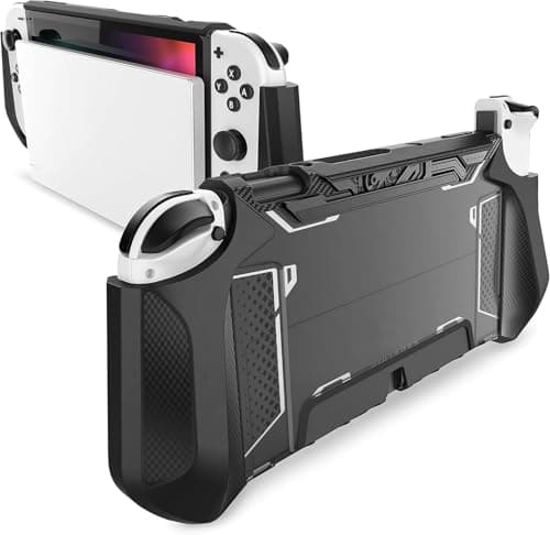 Image of Mumba Dockable Case for Nintendo Switch OLED 2021, [Blade Series] TPU Grip Protective Cover Accessories Compatible with Nintendo Switch OLED 7 Inch and Joy-Con Controller (Black)