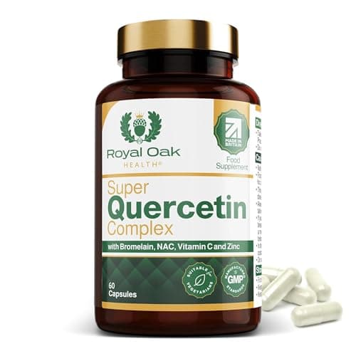 Image of Royal Oak Health Super 500mg Quercetin Complex with Bromelain, NAC, Vitamin C & Zinc. High Strength Quercetin Supplement with 250mg N-Acetyl-L-Cysteine. UK Made 60 Capsules