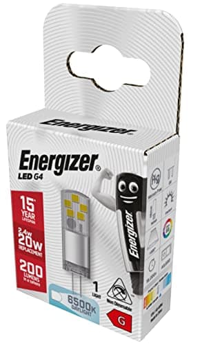 Image of Energizer G4 LED Light Bulb. 2.4W (20w Halogen Equivalent) 12V. 200 Lumens. Bi-Pin Base Energy Saving. Daylight 6500k