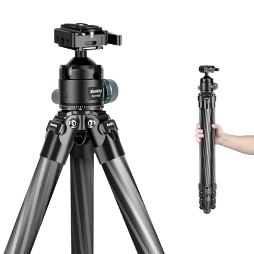 Image of Manbily WZ-324PA Carbon Fibre Tripod for Camera, Shooting, 32mm Tube, with Picatinny to Arca Swiss Adapter 360° Ball Head