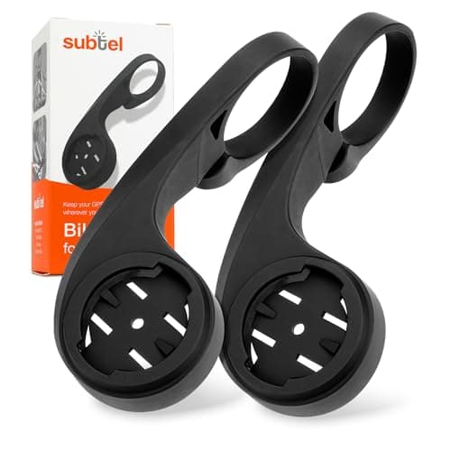 Image of subtel 2x Bike GPS Computer Mount Compatible for Garmin Edge 530 520 800 810 820 830 130 1000 1030 Plus 32mm Out Front MTB Sat Nav SatNav Navi Holder Handlebar Bracket in Black