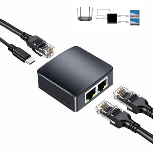 Image of Wuedozue RJ45 Network Splitter Adapter,1 to 2 Dual Female USB to RJ45 Port LAN Interface Ethernet Socket Connector 8P8C Extender Plug Go Online Simultaneously for Cat5/ 5e / 6/7 Cable