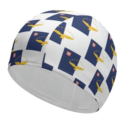 Image of Flag of The Azore Unisex Swim Cap Swimming Hat for Women Men Short Long Hair Bathing Caps Fashion