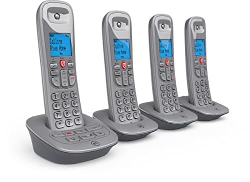 Image of BT 5960 Cordless Landline House Phone with Nuisance Call Blocker, Digital Answer Machine, Quad Handset Pack