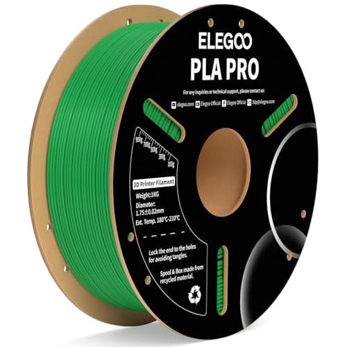 Image of ELEGOO PLA PRO Filament 1.75mm Green 1KG, Easy to Print Neatly Wound 3D Printer Filament Dimensional Accuracy +/- 0.02mm, 1kg Spool (2.2lbs) Fits for Most FDM 3D Printers