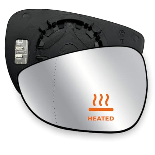 Image of Left Heated Wing Mirror Glass Passenger Side for Ford Fiesta Mk7 B-Max 2008-2017 | Replacement OEM 1531444, 8A6117K741DC – With Back Plate (Left Heated)