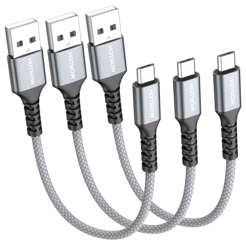 Image of HOTNOW Short Micro USB Cable 0.3m 3 Pack, 30cm USB Micro Charger Cord for Galaxy S6 S7, PS4, MP3, Tablet and other Micro Devices