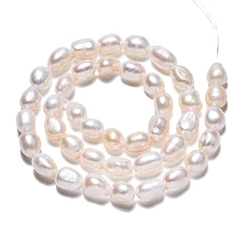 Image of Fashewelry 8~10mm White Cultured Freshwater Pearl Loose Beads About 39~40pcs/Strand for DIY Necklace Bracelet Earrings Jewellery Making