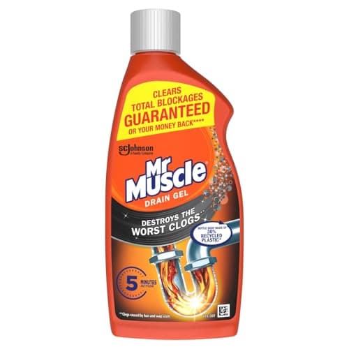 Image of Mr Muscle Drain Unblocker Liquid (500ml), Sink & Drain Cleaner, Strong & Fast Acting Heavy Duty Drain Gel, Dissolves Clogs, Works 3x Better Than Bleach, Safe for All Pipes