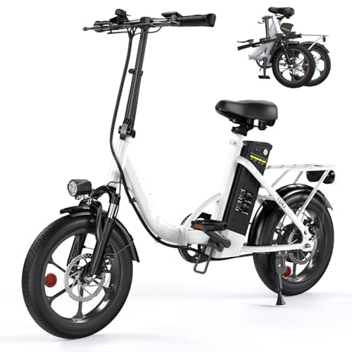 Image of Finbike U4 Electric Bike, 16" Portable Electric Bicycle with Removable Battery, 60KM Max Range, 3 Riding Modes, Front Shock Absorber, Foldable E-bike for Adults/Teens