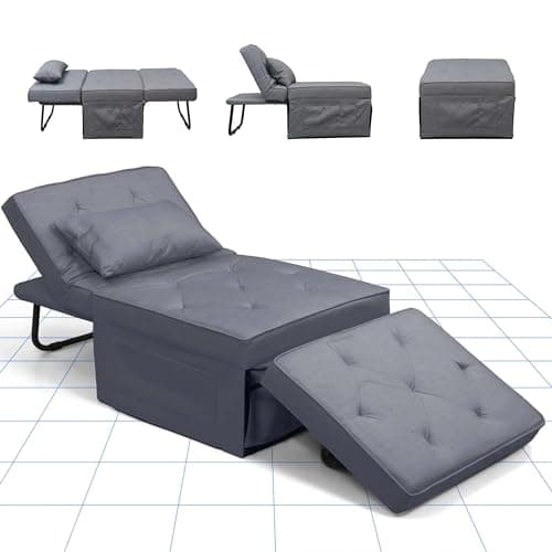 Image of FLEXISPOT Folding Sofa Bed, 4-in-1 Sofa Bed, Single Sofa Chair with 6 Position Adjustable Backrest and Pillow for Living Room and Bedroom