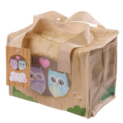 Image of Puckator Woven Cool and Lunch Bag with Love Owl Design - Insulated Lunch Bag for Women Men Children - Lunch Box Bag for Work & School - Beach and Picnic Accessories - Childrens Lunch Box - Cool Bags