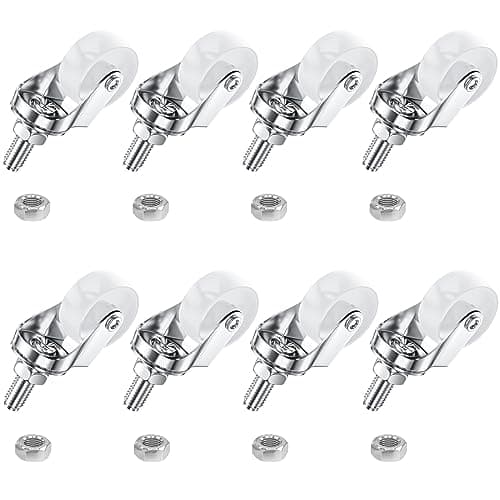 Image of 8 PCS Swivel Stem Casters,M8 White 30mm(1.25 inch) Castor Wheels
