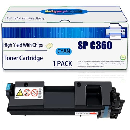 Image of SP C360 Toner Cartridge Compatible for Ricoh SPC360 SPC360SFNw SPC360Snw SPC360DN SPC360DNT SPC360DNW SPC361SFNw Printers, with Chip, High Yield 7000 Pages (1 Pack Cyan)