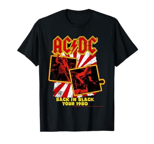 Image of AC/DC Back in Black Tour 1980 Retro Rock T-Shirt