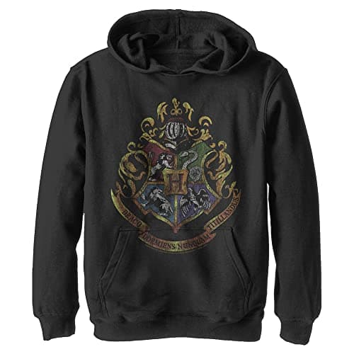Image of Harry Potter Deathly Hallows Dark Vintage Crest Kids Hoodie, black, XL