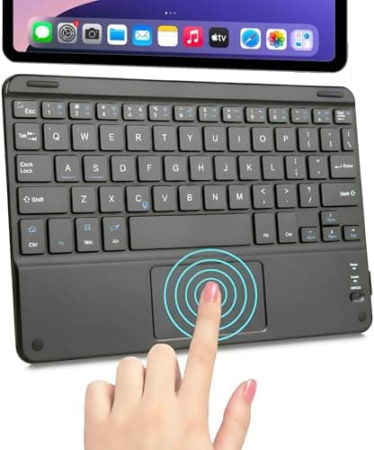 Image of Bluetooth Keyboard for iPad, Wireless Keyboard, Rechargable with Touch Pad, Long Battery Life, Compatible with Apple iPad, Android Tablet, Samsung Galaxy Tab, Portable, Travel Friendly
