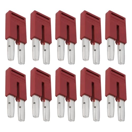 Image of EMSea 10 PCs FBS 2-5 Plug in Contact Bridge 3030161 Square Bridge FBS Jumper Bar for UT ST Push-in Terminal Centre Cross Bridges Red