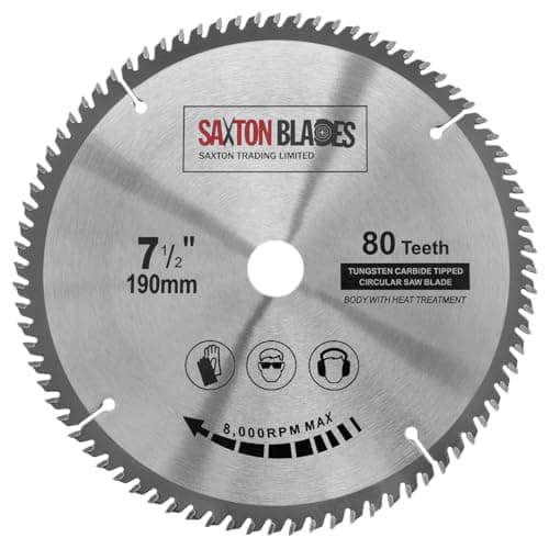 Image of Saxton TCT19080T20B TCT Circular Wood Saw Blade 190mm x 20mm Bore x 80T fits Bosch Makita Dewalt Fits