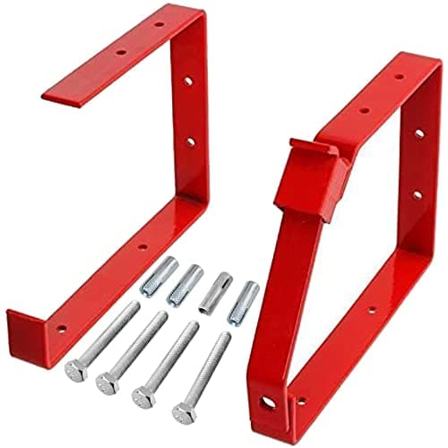 Image of SPARES2GO Universal Lockable Wall Ladder Storage Rack Brackets (Red)