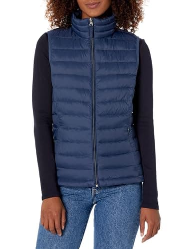 Image of Amazon Essentials Women's Lightweight Water-Resistant Packable Puffer Gilet, Navy, XL