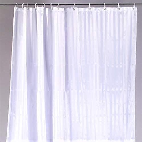 Image of VINN DUNN Hotel Shower Curtain,Waterproof/Anti-Bacterial, White Polyester Stripe With Weighted Hem (180x180cm)