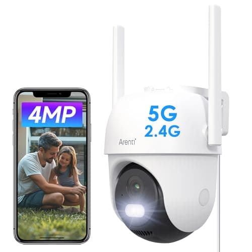 Image of ARENTI 5Ghz&2.4Ghz Pan/Tilt Outdoor Security Camera,2.5K 4MP Wifi CCTV Camera,360° PIR Human Motion Detection,Colorful Night Vision,Light Alarm,Two -Way Talk,IP65,for Cameras House Security