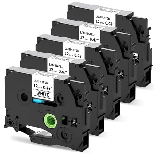 Image of MarkField Compatible Label Tape Replacement for Brother Label Printer Tape Ptouch TZe-231 TZ Black on White 12mm 0.47 Laminated for PT-1000 H105 H107 H101C H100LB/R H110 H200 D210 E110 GL-105, 5-Pack