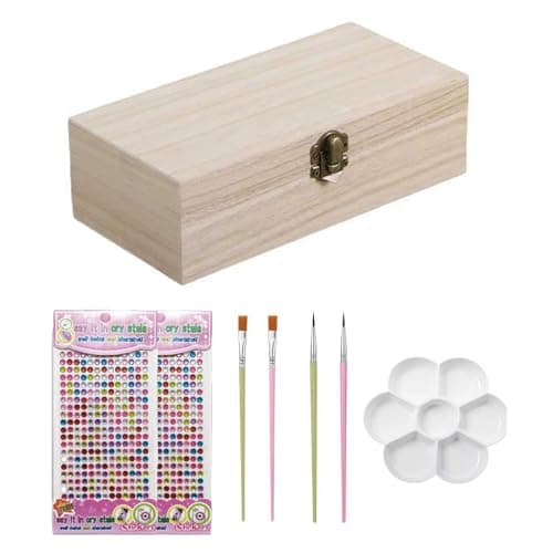 Image of LCFVOFU Creative Wooden Box with Lid, 20 * 12 * 6cm Plain Wooden Storage Box with Hinged, Small Wooden Boxes for Storage, DIY, Craft, Treasure Chest