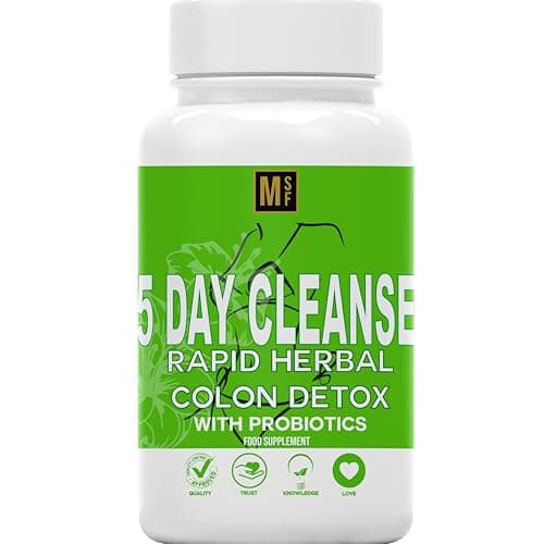 Image of Colon Cleanse | 5 Day Rapid Detox Vegan Capsules | Natural Laxative with Probiotic | Constipation Bloating Gut Detox Relief for Men and Women | Easy to Swallow, UK Company