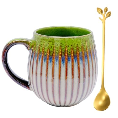 Image of inheming Coffee Mug, Porcelain Coffee Cup,Vintage Ceramic Mug with Spoon, 500mL Tea Mugs,Ceramics Coffee Mugs