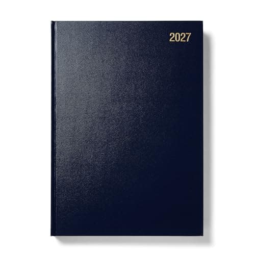 Image of Morgan’s Direct 2027 NEW EDITION A4 Diary Day Per Page Navy Blue | Hardback Daily Planner Desk Diary | Office, Home & Business Organiser | Work, Appointment & Personal Schedule Planner