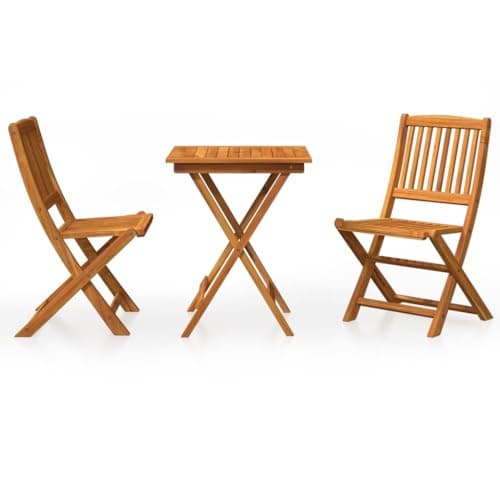 Image of FWIKDUN 3 Piece Folding Outdoor Dining Set, Solid Acacia Wood Garden Dining Set with Oil Finished Table and Chairs