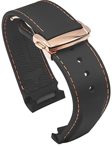 Image of BBZ 20mm 22mm Curved End Rubber Watch Band Compatible with Omega Seamaster 150/300/600 Speedmaster Planet Ocean Sports Silicone Strap Bracelet