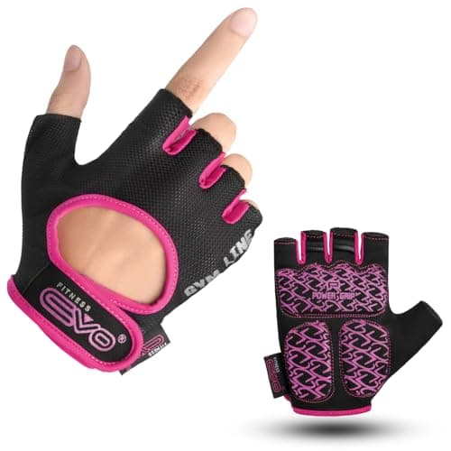 Image of EVO Fitness Women Weight Lifting Gym Gloves Breathable Workout Ladies Exercise Training Bodybuilding Girls Cycling with Non-Slip EVA Foam Palm Protection (Pink, Small)