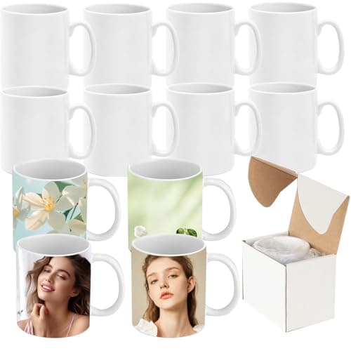 Image of GadgetHaven Sublimation Mugs 11oz Blank Plain White Coffee Mugs Ceramic Coated Cup with Smash Proof Boxes for Art Gifts DIY Craft (6)
