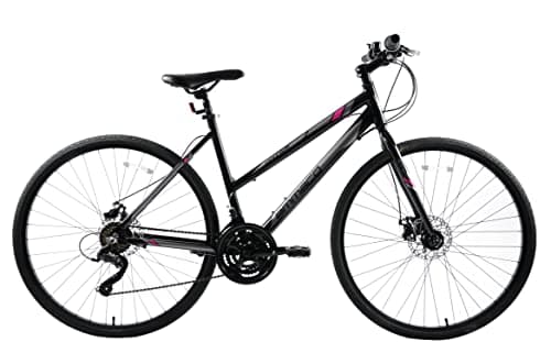 Image of Ammaco Ridgeway 700c Sports Hybrid Commuter Fitness Womens Bike Disc Brake 19 Inch Frame Black