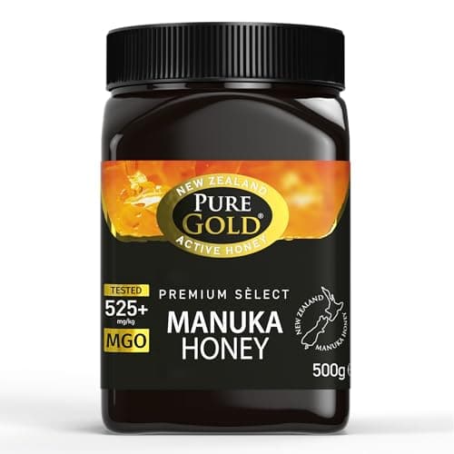 Image of Pure Gold - Manuka Honey - 525+ MGO Certified Premium - 500g - New Zealand, Ethically Sourced, Raw & Unpasteurised - Naturally Made by Bees & Home Traceable - 1 Pack