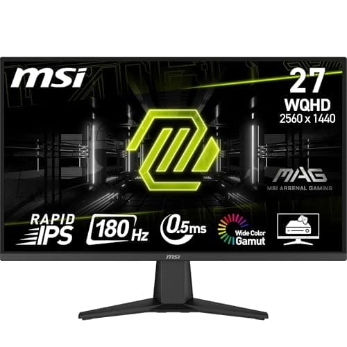 Image of MSI MAG 275QF 27 Inch WQHD Gaming Monitor - 2560 x 1440 Rapid IPS Panel, 180 Hz / 0.5ms (GtG, Min.), 101% sRGB Colour Gamut, Frameless Design, HDR Ready - DisplayPort 1.4, HDMI 2.0b (WQHD @ 144Hz)