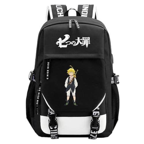 Image of Anime The Seven Deadly Sins Meliodas Cartoon Print Nylon Backpack Large School Bag for Manga Fans Cosplay Gift