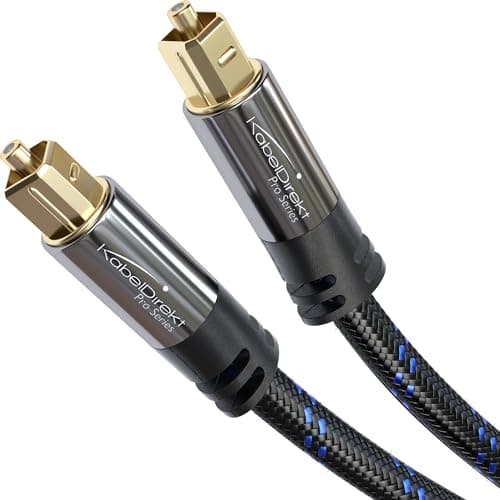 Image of TOSLINK Cable, optical audio cable Nylon braided – 1m – Fibre optic lead for soundbars (digital S/PDIF, stereo systems/amplifiers, home cinema, Xbox/PS4) – CableDirect