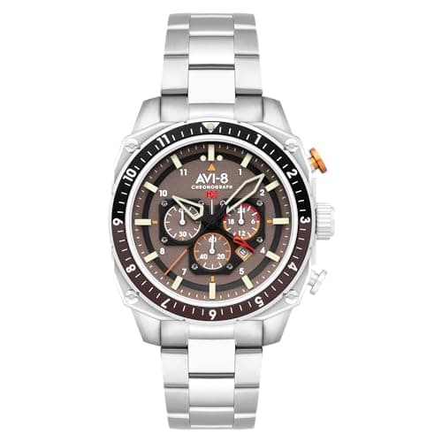 Image of AVI-8 Men's 44mm Hawker Hunter Atlas Dual Time Chronograph Shadow Grey Watch with Solid Stainless Steel Bracelet AV-4100-33