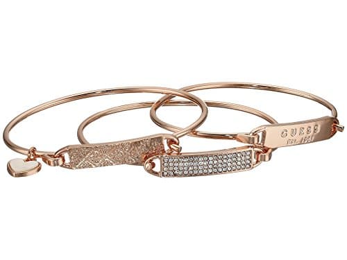 Image of GUESS 3 Piece Tension Id Bangle Bracelet, One Size, Stainless Steel