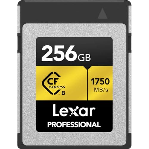 Image of Lexar Professional 256GB CFexpress Type B Memory Card Gold Series, Up to 1750MB/s Read, Raw 8K Video Recording, Supports PCIe 3.0 and NVMe (LCXEXPR256G-RNENG)