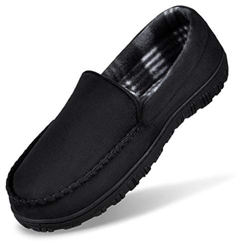 Image of MIXIN Slippers for Men Moccasin House Shoes with Comfortable Memory Foam Size 12 Black