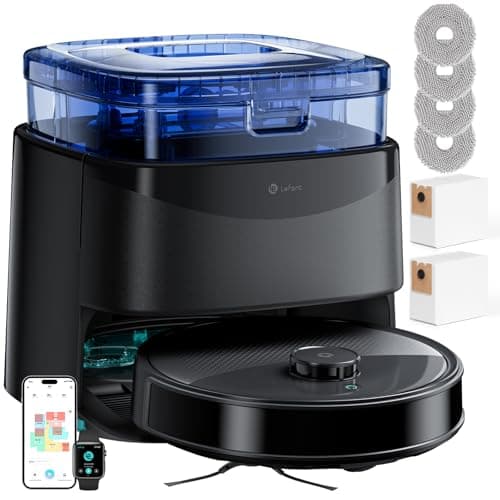 Image of Lefant M3 Robot Vacuum and Mop with Mapping, LiDAR dToF, 12000Pa, PSD Obstacle Detection, All-in-One Station, 3.2L Auto-Empty, 45°C Mop Washing and Drying, WiFi 2.4G/5G, Alexa/APP, Black