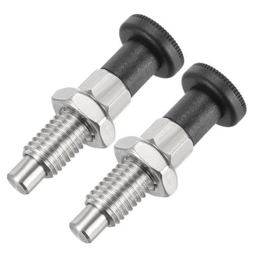 Image of PATIKIL Push Fit Ball Nose Spring Plunger, 2 Pcs M12x1.75 Spring Return Knob Plunger 304 Stainless Steel Retractable Coarse Thread Index Plunger for Industrial Equipment