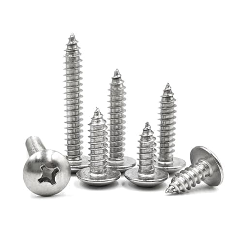 Image of SHUNCHG 20 Pcs Silver M3 x 6mm Self Tapping Wood Screws 304 Stainless Steel Mushroom Round Flanged Head Fasteners Drilling Screw