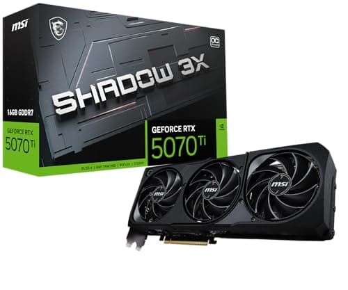 Image of MSI Gaming RTX 5070 TI 16G Shadow 3X OC Graphics Card (16GB GDDR7, 256-bit, Extreme Performance: 2497 MHz, DisplayPort x3 2.1a, HDMI 2.1b, NVIDIA Blackwell Architecture)
